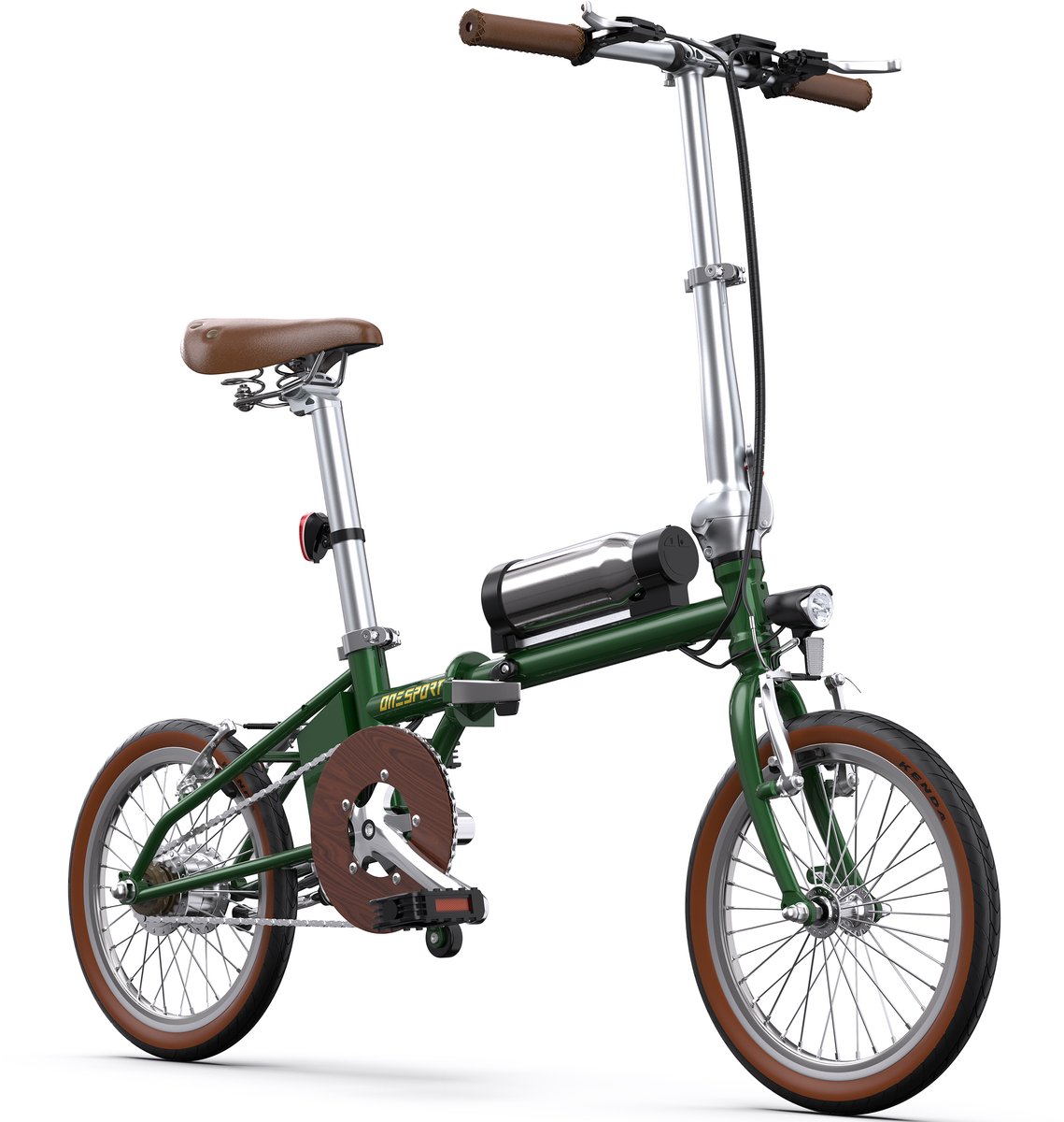 onesport elektrische fiets lichtgewicht opvouwbare e bike voor stad pendelen 36v 5 2ah accu 40 km bereik 16 1 35 inch banden snel opladen 2 5u groen