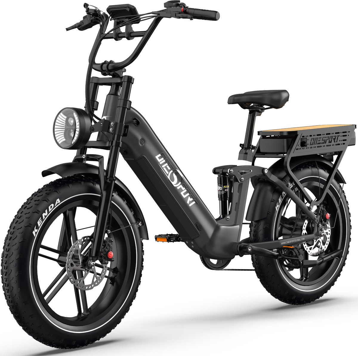 ONESPORT - Elektrische Fiets - Max. 200 km Bereik Dual Battery - 1728Wh Uitneembare Accu - Fatbike 20×4.0” - Shimano 7 Speed - Hydraulische Schijfremmen - Allround Stads - en Offroadfiets – Zwart Fiets (elektrisch) kopen online