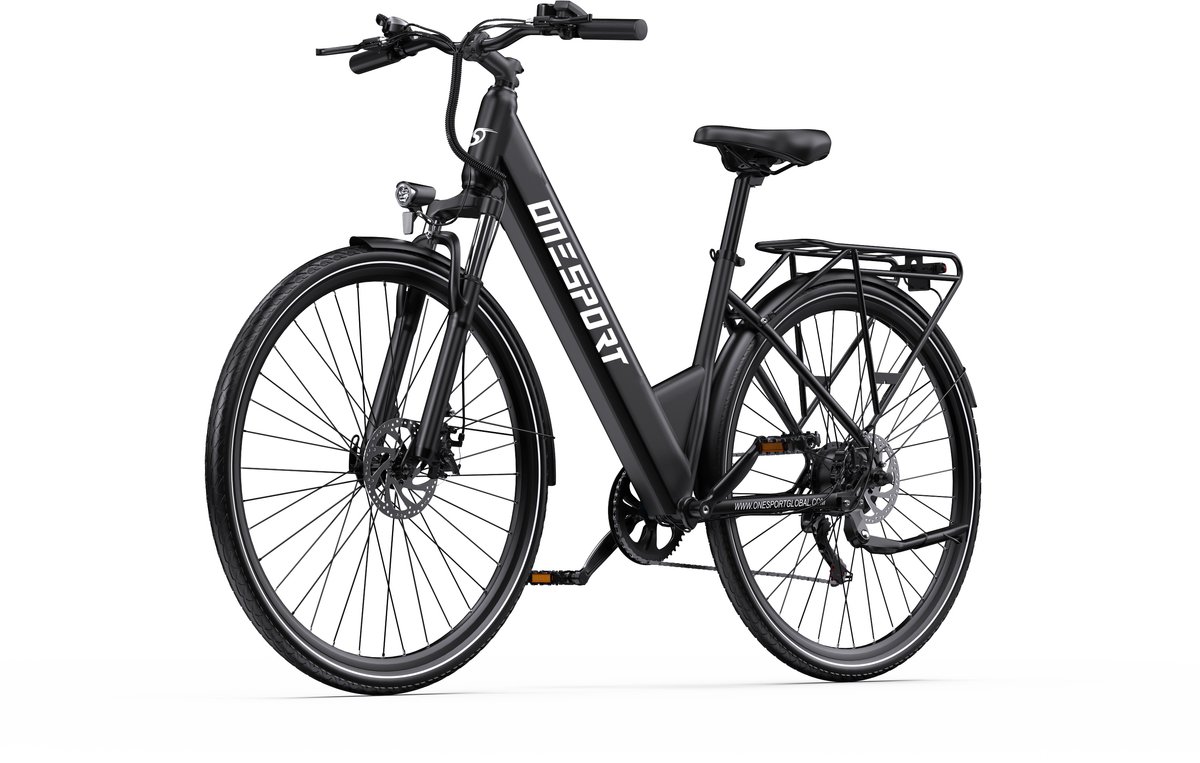 onesport ot12 elektrische fiets 250 w motor 36 v 13 ah accu 27 5 inch banden maximale snelheid 25 km u 65 km bereik shimano 7 versnellingen zwart