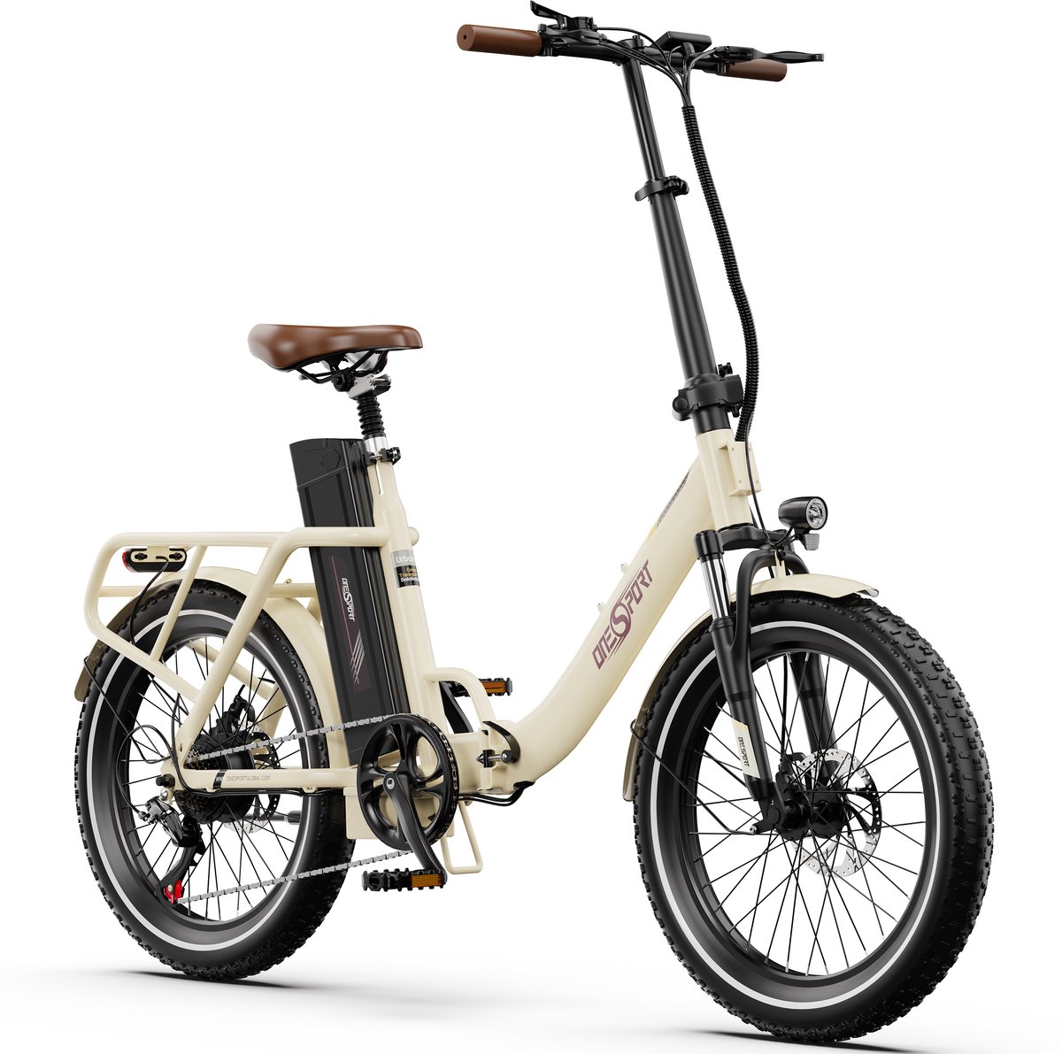 onesport vouwbare elektrische fiets max 90 km bereik 816wh accu 20 banden shimano 7 speed schijfremmen wit