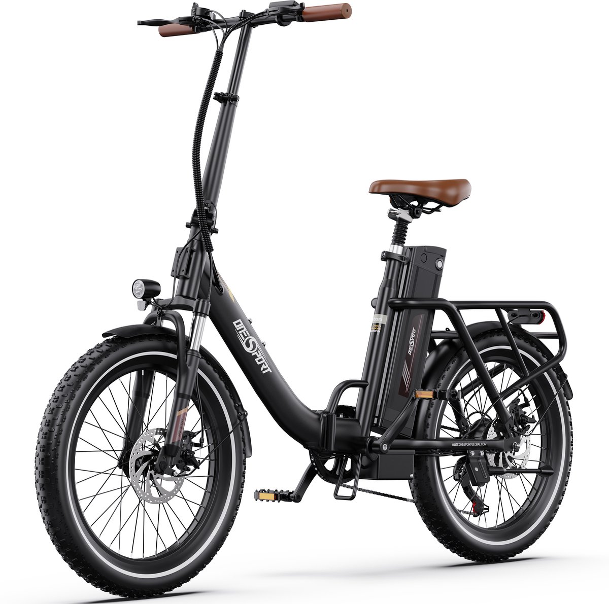 onesport vouwbare elektrische fiets max 90 km bereik 816wh accu 20 banden shimano 7 speed schijfremmen zwart