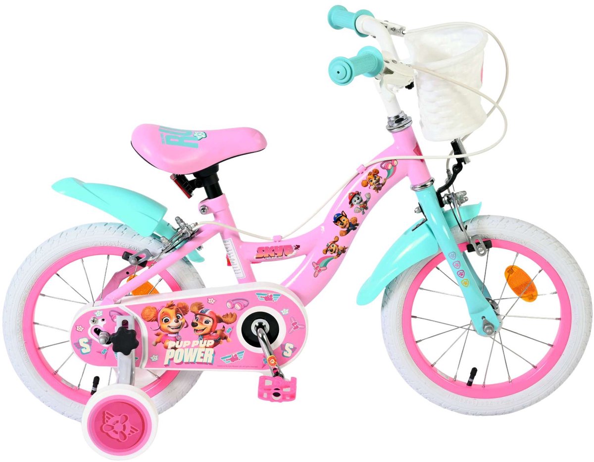 Paw Patrol Kinderfiets - Meisjes - 14 inch - Roze - Twee handremmen Kinderfiets kopen online