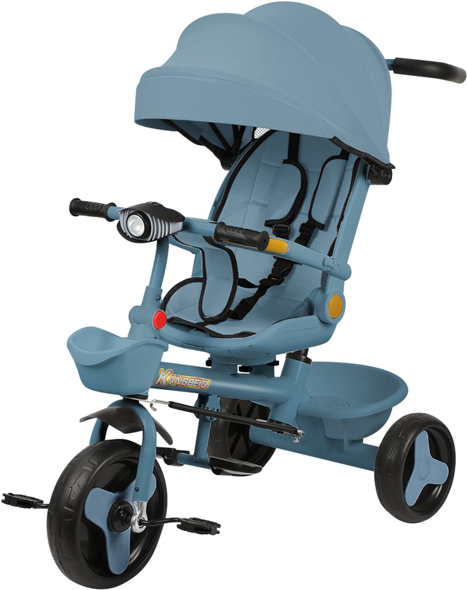 pipipoxer kinder driewieler met duwstang voor kinderen draaibare zitting met muziek blauw