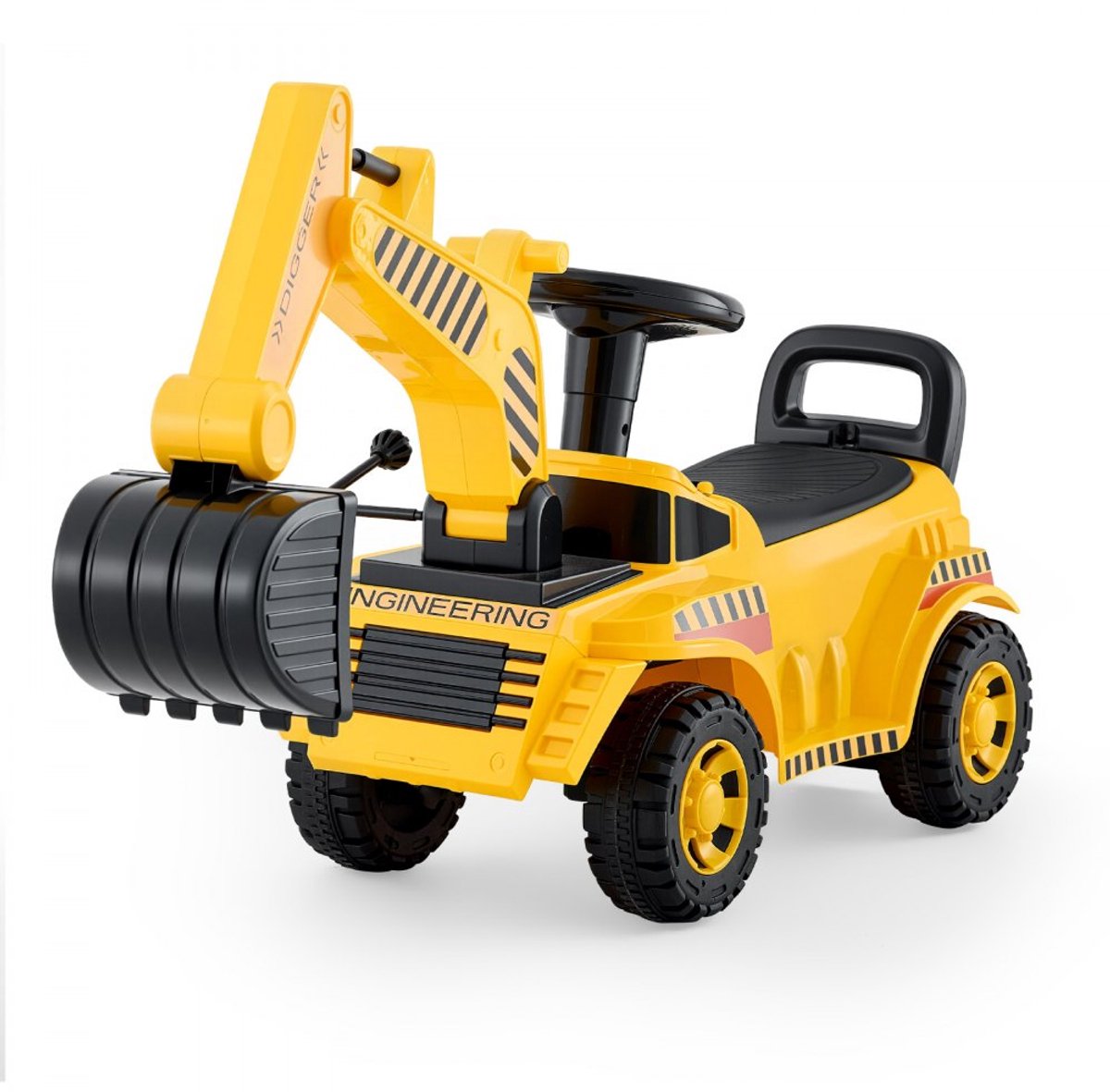 rijdende graafmachine speelgoed loopauto kindergraafmachine voor peuters 19 36 maanden met helm en muziek laadvermogen 25 kg loophulpmiddel geel