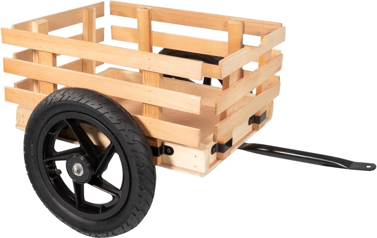 robuuste aanhanger voor skelter en loopfiets luchtbanden en houten frame