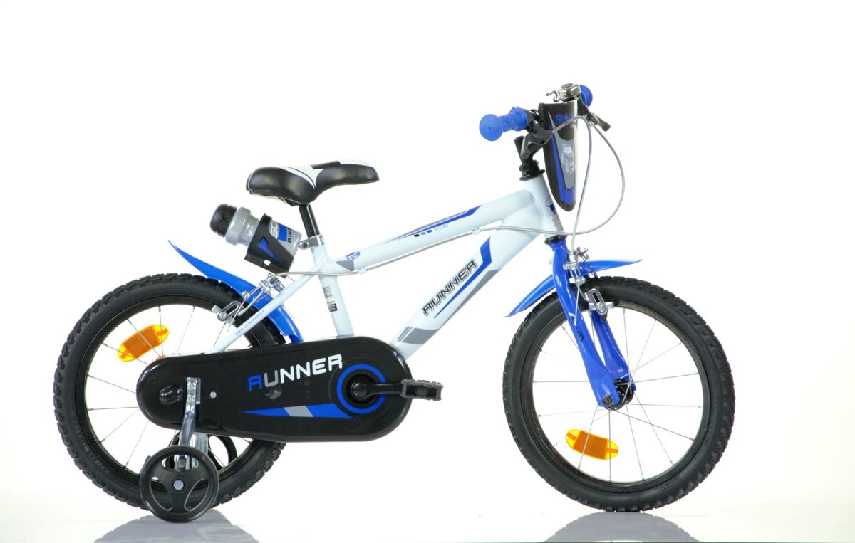 SCH Runner - Kinderfiets - Zijwieltjes - 5 t/m 7 jaar - 16 inch - Blauw - Fietsbel - Bekerhouder Kinderfiets kopen online