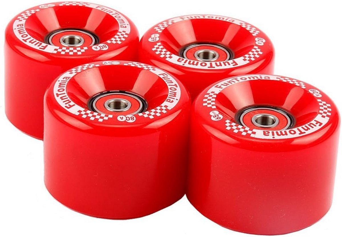 set van 4 longboard en skateboard wielen 65x45mm 80a met abec 11 kogellagers en spacers