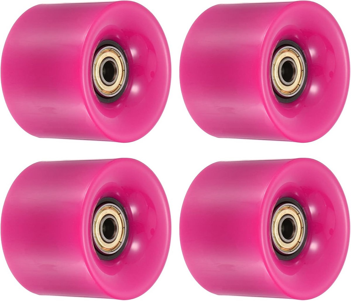 set van 4 longboard wielen 60mm 80a met lagers geschikt voor skateboard en cruiser