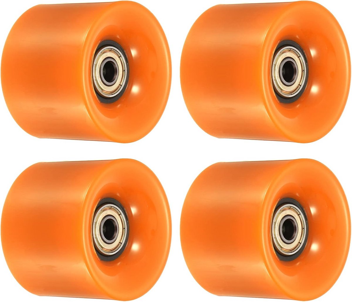 set van 4 longboard wielen 60mm met abec 11 lagers ideaal voor skateboards en cruisers oranje goud