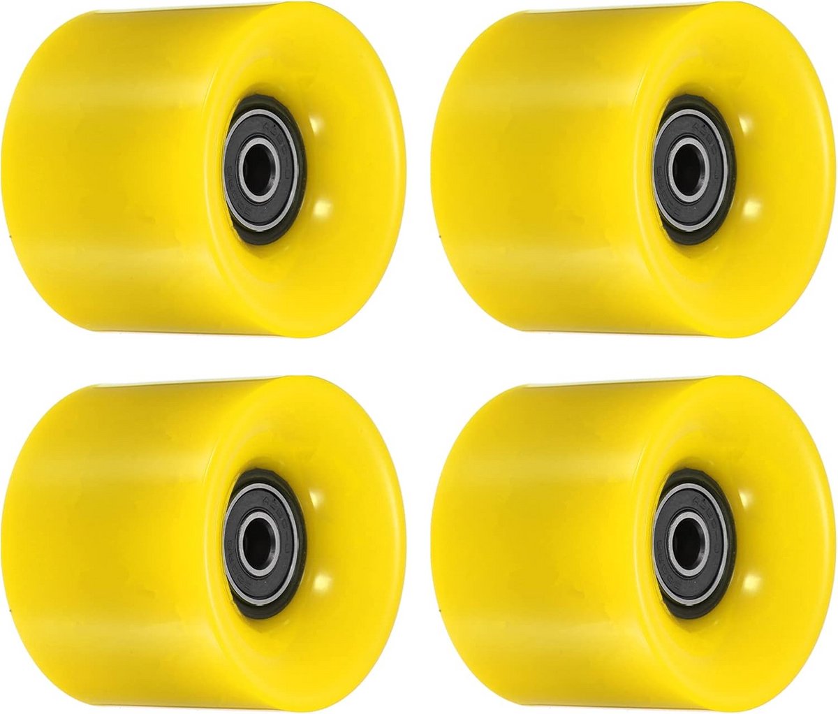 set van 4 longboard wielen 60mm met abec 9 lagers skateboard cruiser vervangingswielen 80a zwart geel