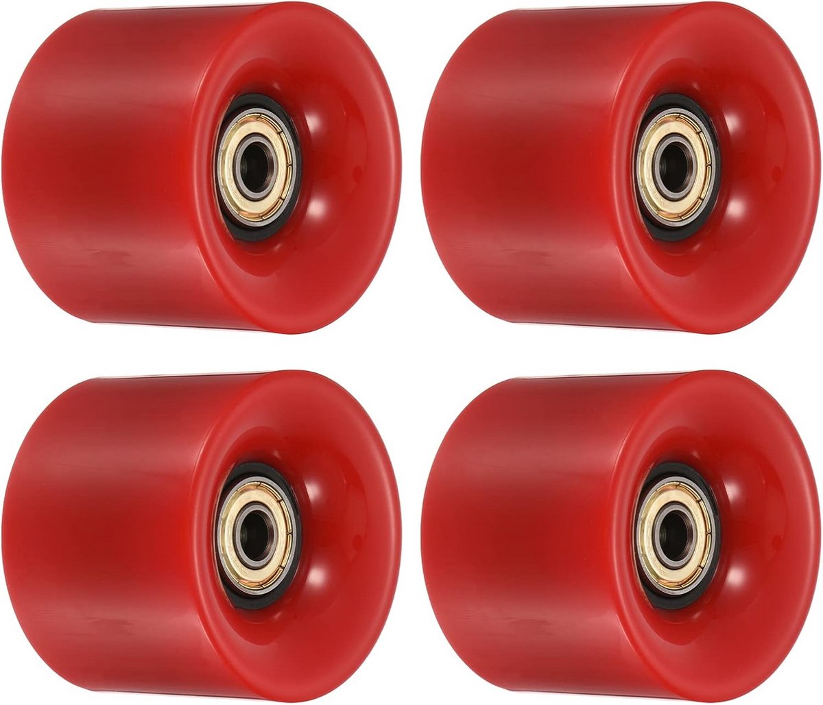 set van 4 longboard wielen 60mm met lagers voor skateboard en cruiser