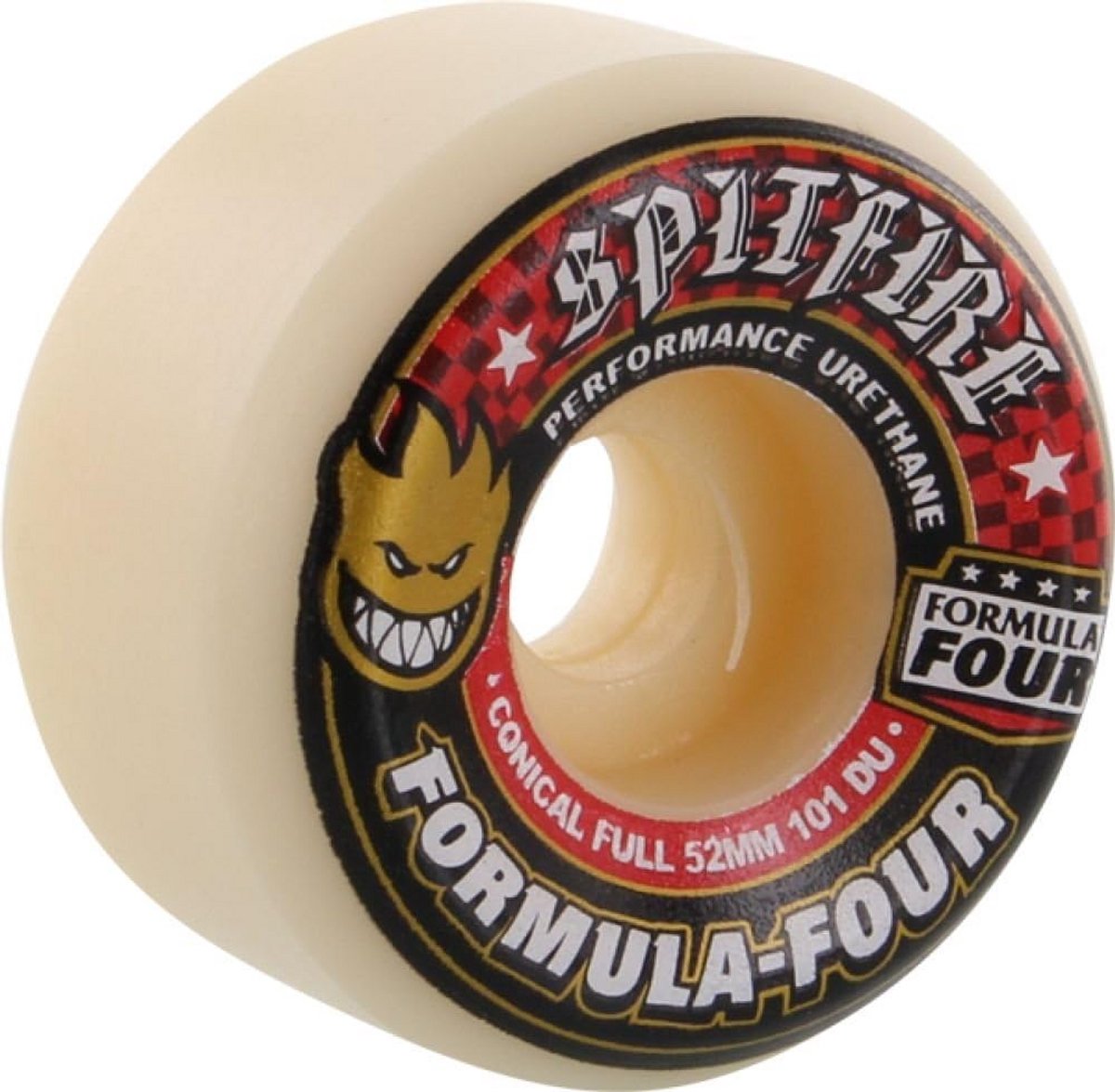 Set van 4 Skateboard Wielen 52mm 101A Conical Full Witte/Rode Skateboardonderdelen Skateonderdeel kopen online