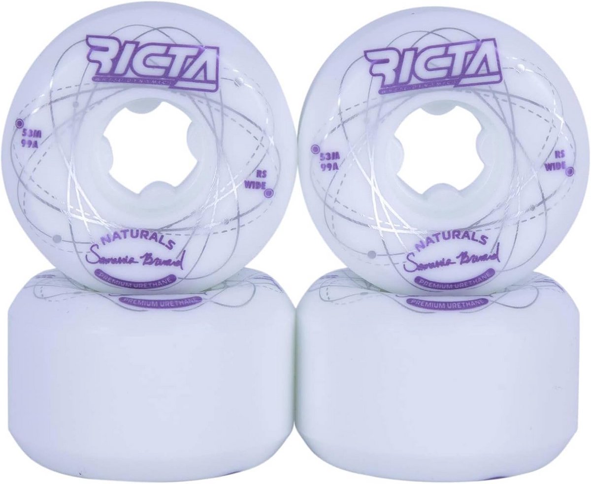 set van 4 skateboard wielen 53mm 99a wit breed