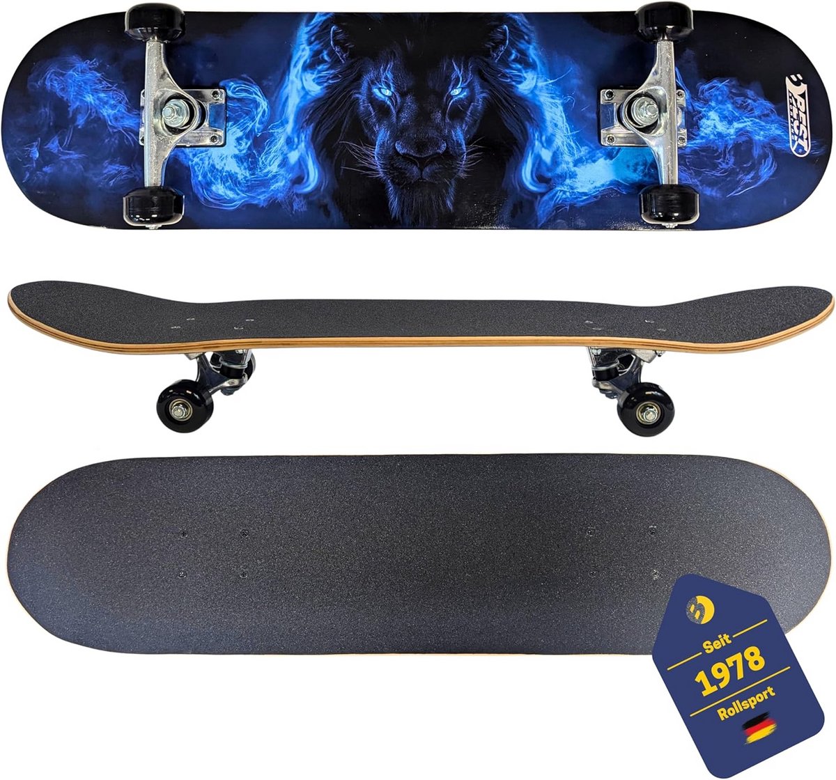 skateboard houten deck met abec 5 lagers leeuw design voor beginners en gevorderden