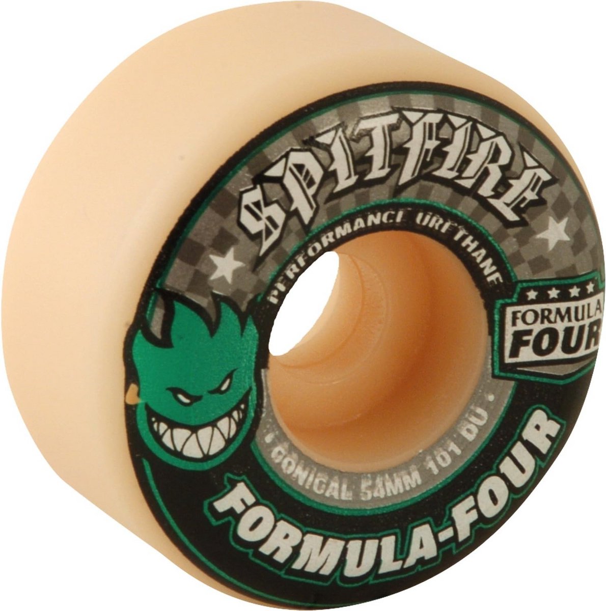 Skateboard Wielen Set van 4 - 54mm 101a Conisch - Duurzaam Wit met Groene en Zwarte Details Skateonderdeel kopen online