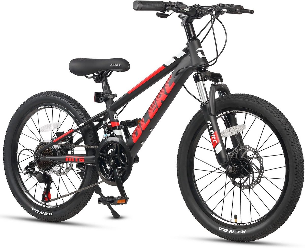 Skyline Kindermountainbike 20 inch, Fiets voor Jongens en Meisjes, Leeftijd 6-12 Jaar, 21 Versnellingen, Voorwielophanging, Schijfremmen, Stevig Frame, Zwart Kinderfiets kopen online