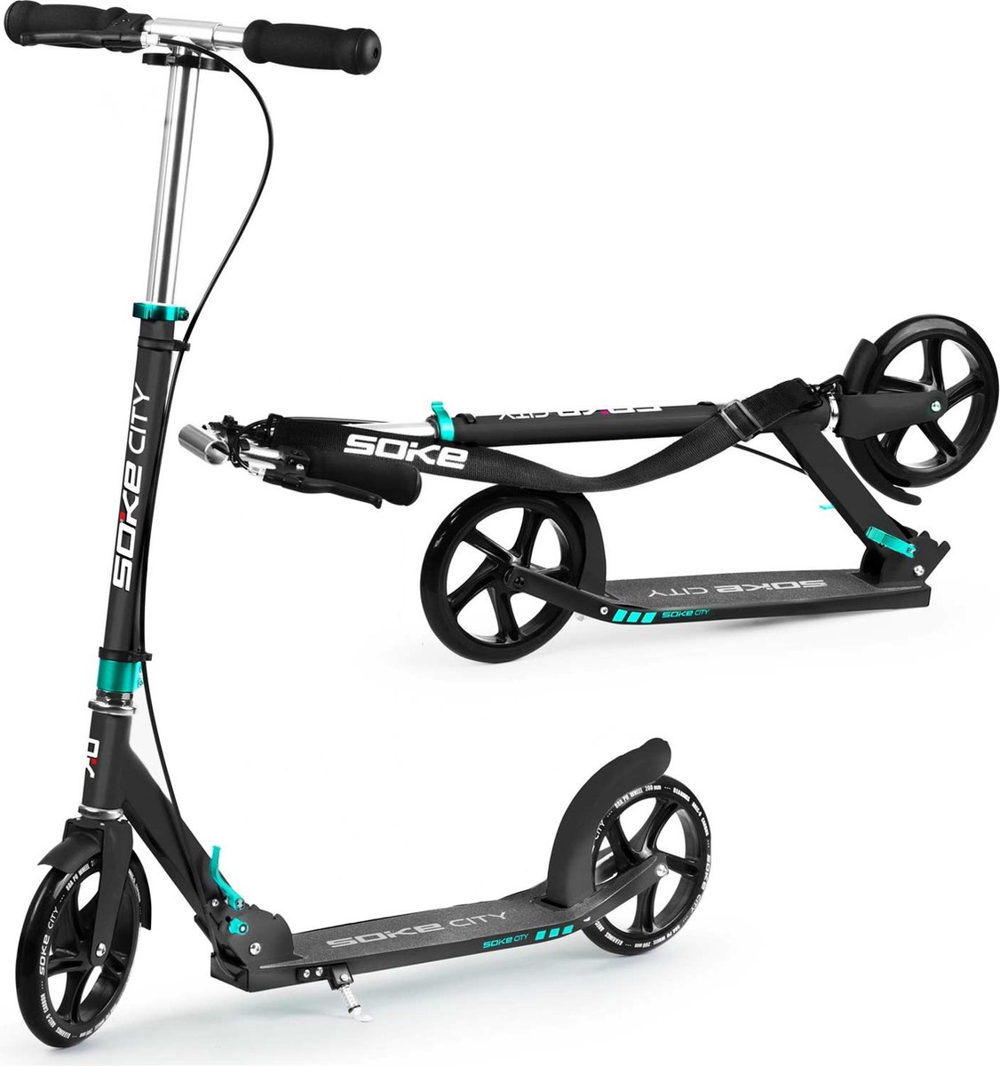 Soke City - Step - tot 100 kg - wielen 20 cm - zwart turquoise Step kopen online