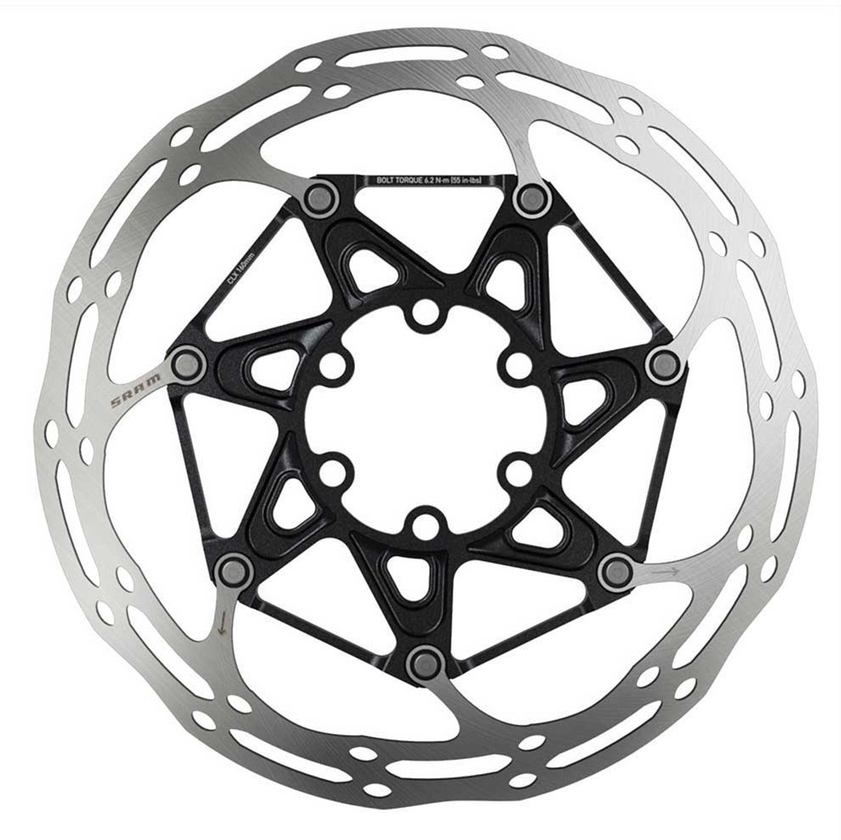 sram centerline 2p centerlock external remschijf zilver 180 mm