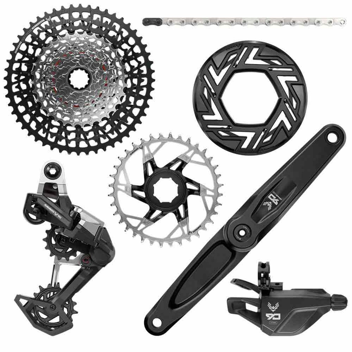 sram eagle 90 e mtb brose groepset zilver 165 mm 36t 10 52t