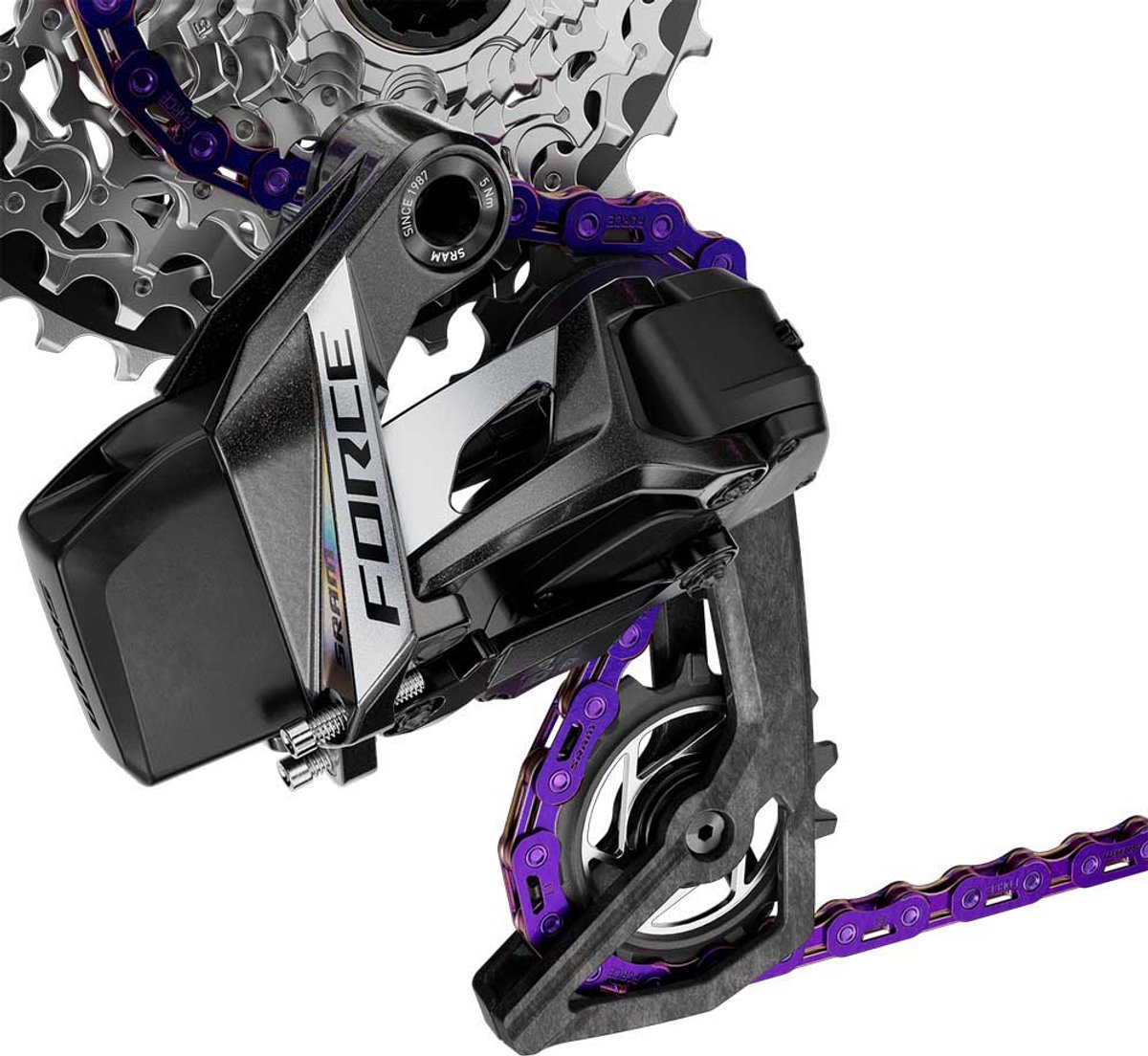 sram force e1 axs flattop ketting paars 114 links