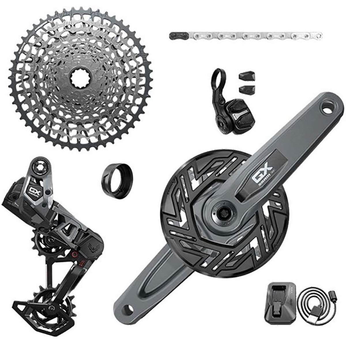 sram gx t type eagle e mtb brose transmission axs groepset zilver 160 mm 36t 10 52t