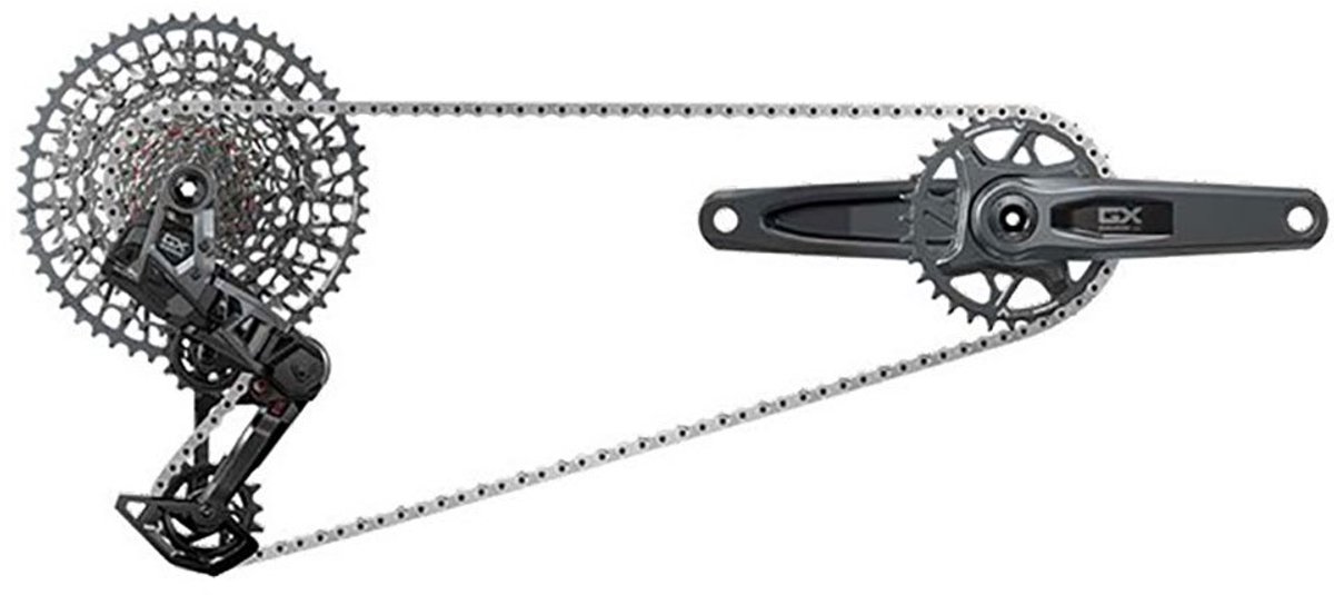 sram gx t type eagle transmission axs groepset zilver 165 mm 32t 10 52t