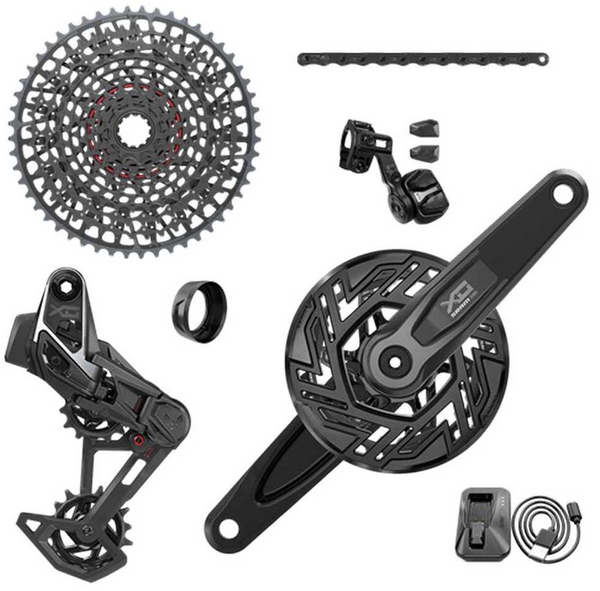 sram x0 t type eagle e mtb bosch transmission axs groepset zilver 160 mm 36t 10 52t