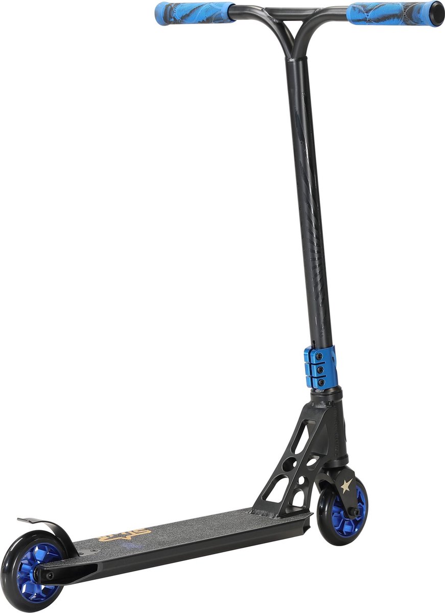 star scooter freestyle jump alu stuntstep 110mm pro trick roller zwart blauw