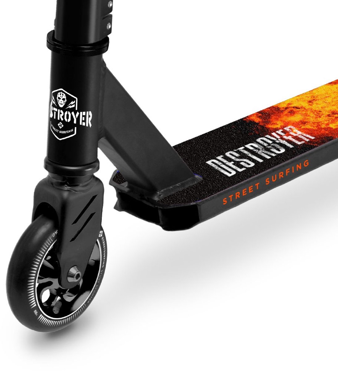 Street Surfing Destroyer Stunt Scooter Pyro Black 100mm Step kopen online