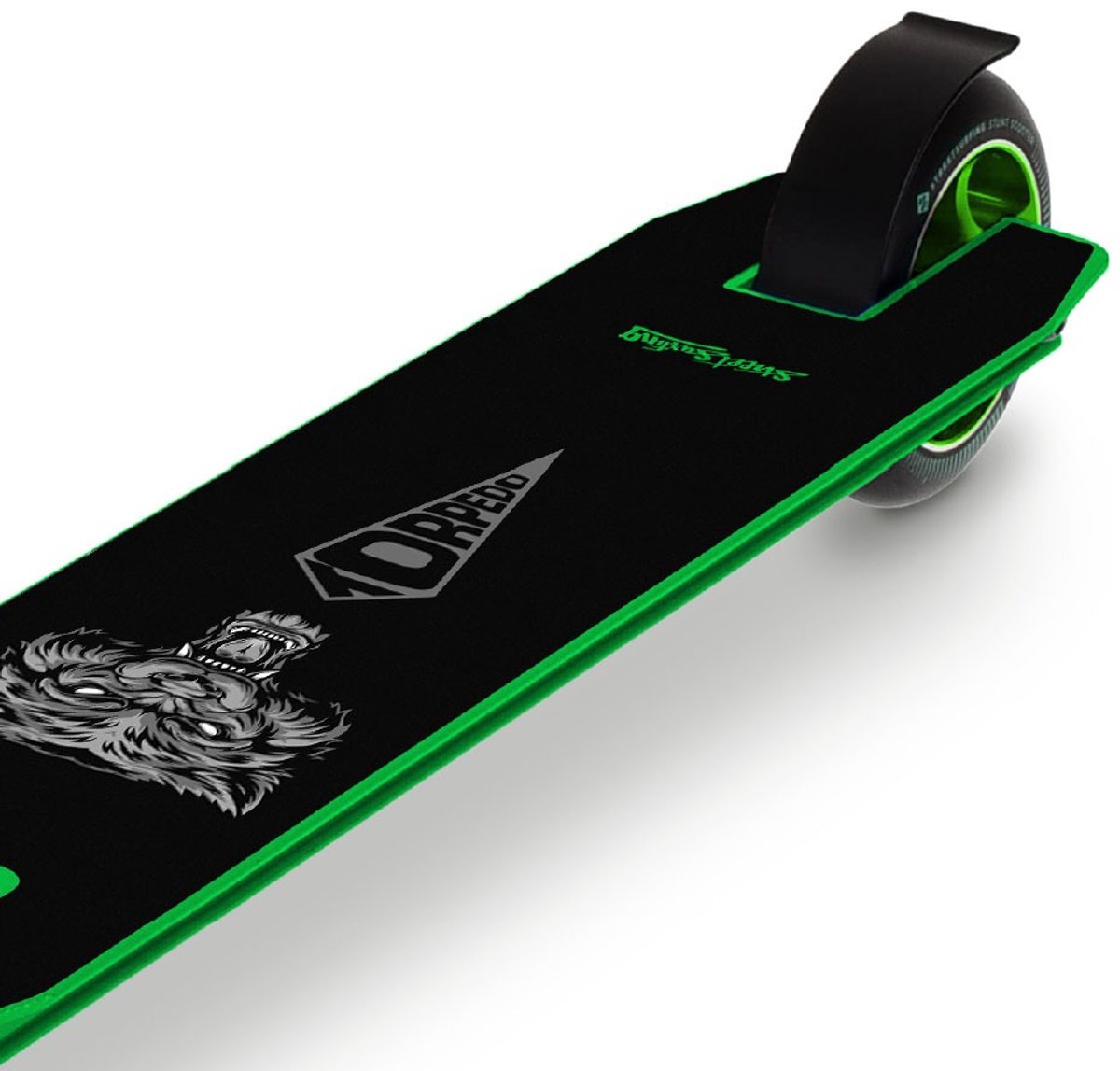 street surfing torpedo stuntstep hunt green 100mm wielen