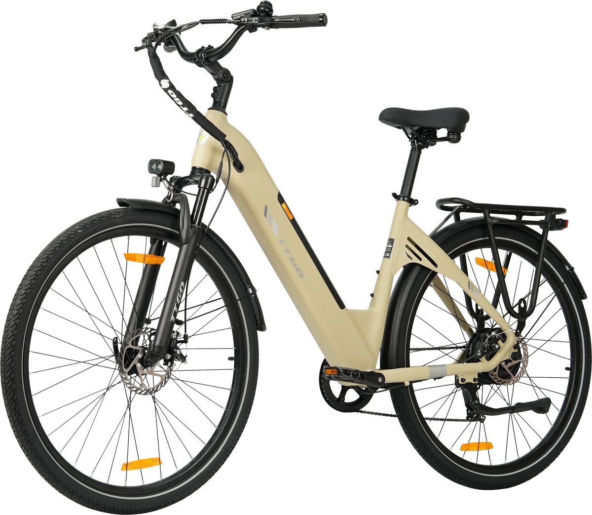 ttgo c3 se elektrische fiets 250w motor 36v18ah accu max snelheid 25km u 28 inch banden max bereik 80 120km shimano 7 versnellingen beige