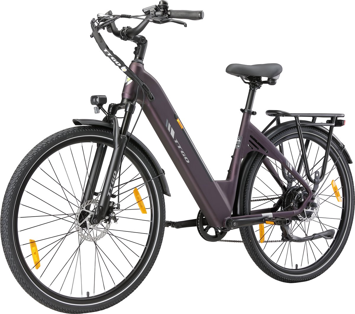 ttgo c3 se elektrische fiets 250w motor 36v18ah accu max snelheid 25km u 28 inch banden max bereik 80 120km shimano 7 versnellingen paars
