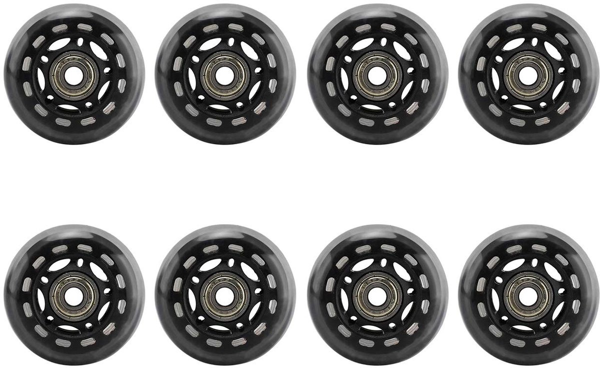 Unyqoos® Set van 8 zwarte wielen voor inline skates en scooters Skateonderdeel kopen online