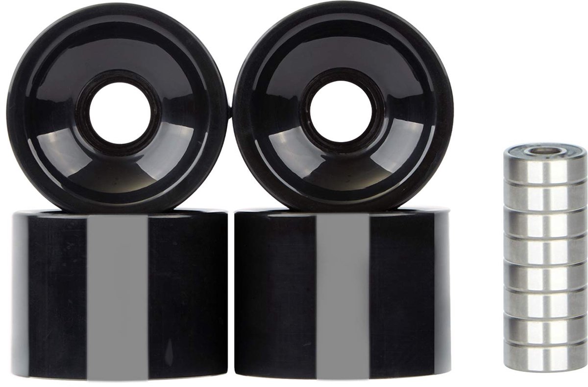 Unyqoos® Zwarte zachte longboard wielen van 70 mm met hoogwaardige kogellagers Skateonderdeel kopen online