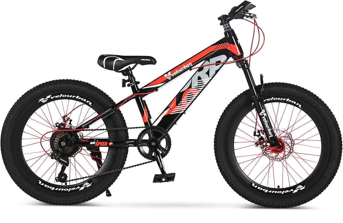 Velo Urban Kinder Mountainbike 22 Inch – Shimano 7 Versnellingen – Schijfremmen – Rood & Zwart Fiets kopen online