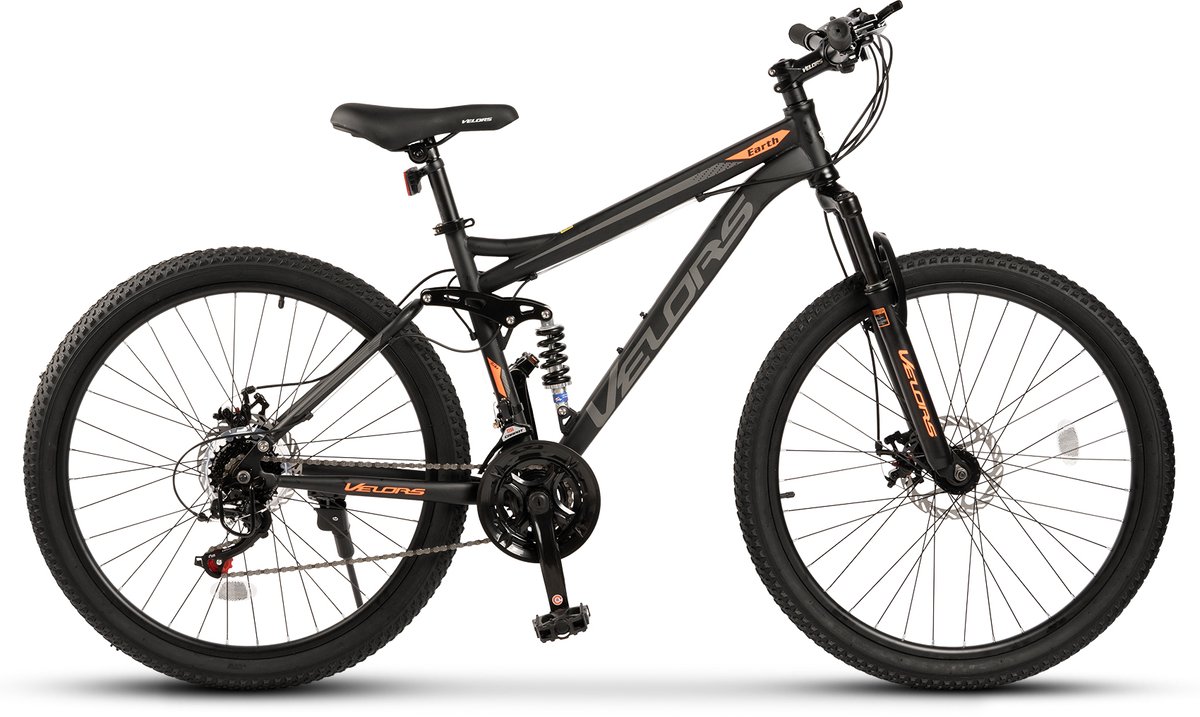 velors 26 inch mountainbike volledige vering 21 versnellingen shimano dual disc brakes voor 150 185 cm