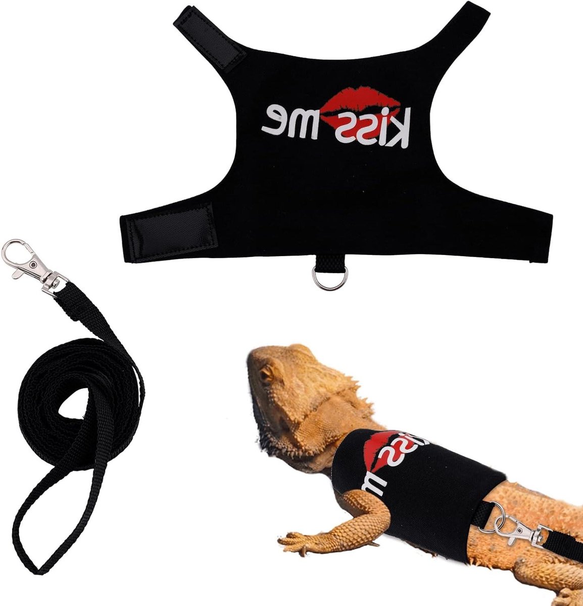 verstelbare riem en harnas set voor baardagamen amfibie n en kameleons in stijl b zwart