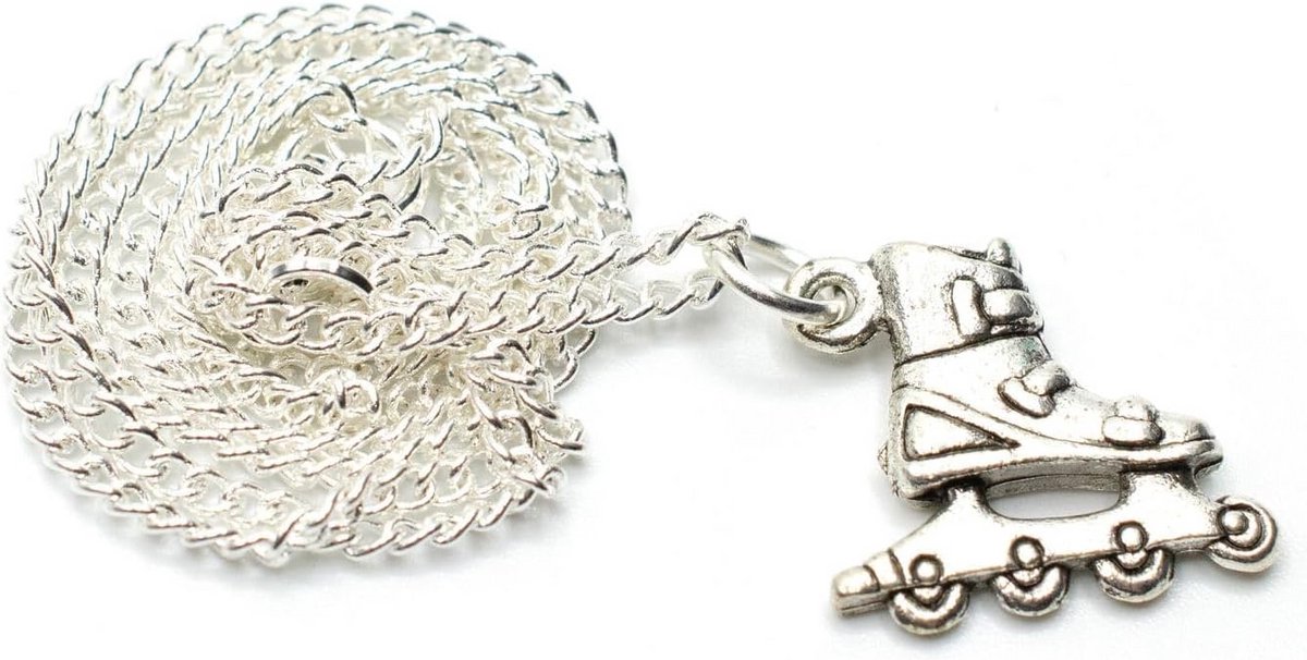Verstelbare Zilveren Halsketting met Miniatuur Skates Hanger Skateonderdeel kopen online