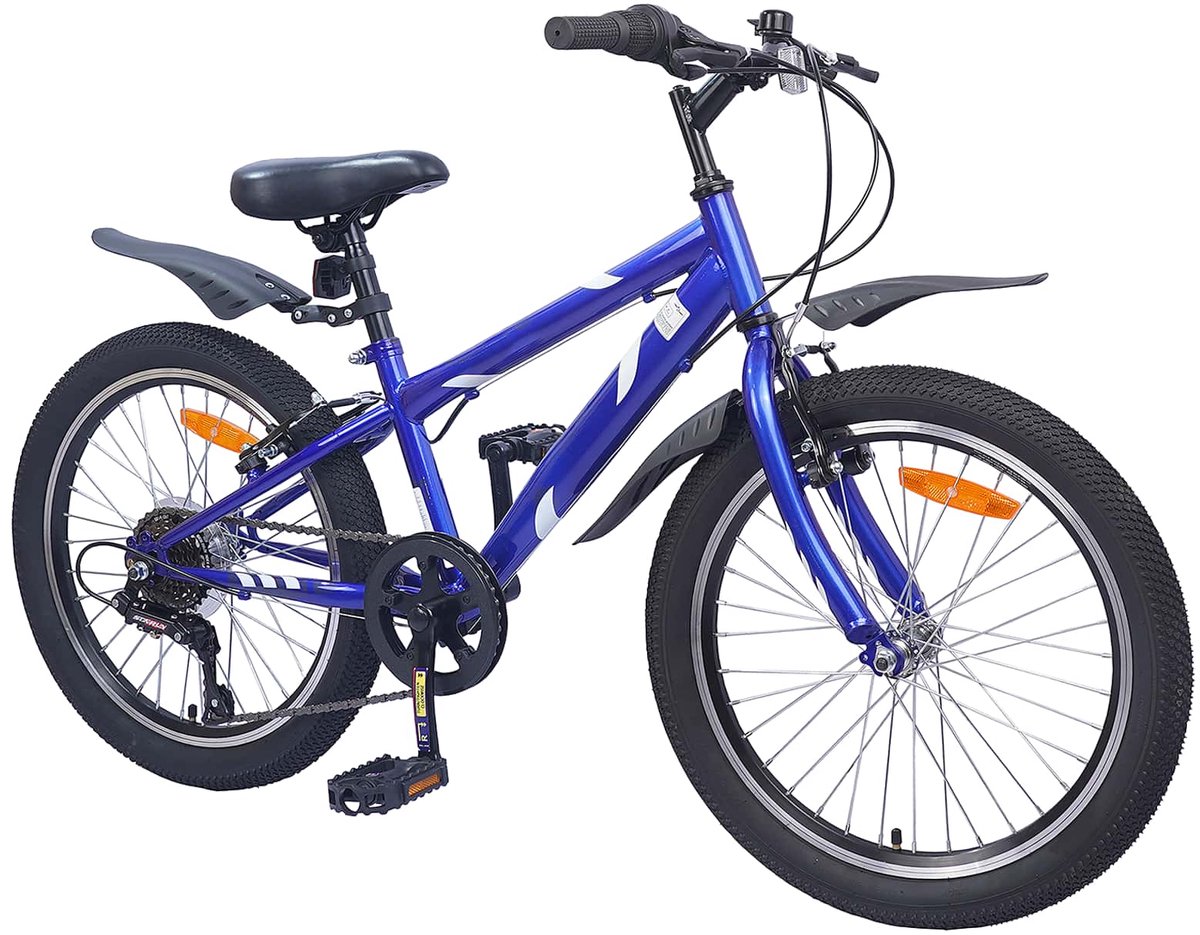 vidaXL - Kinderfiets - 24 - Inch - 6-Speed - voor - 8-12 - jaar - oud - Donkerblauw Fiets kopen online