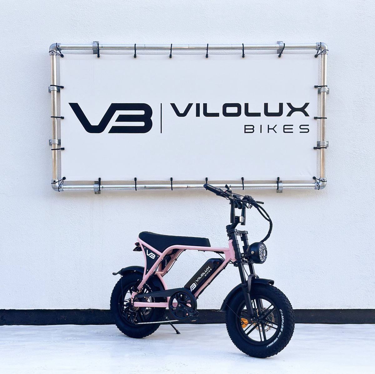 vilolux fatbike electrisch fatbike c80 mini 2025 model legaal rijklaar geleverd 16 inch niet opvoerbare fatbikes 2 jaar garantie hydraulische remmen alarm roze