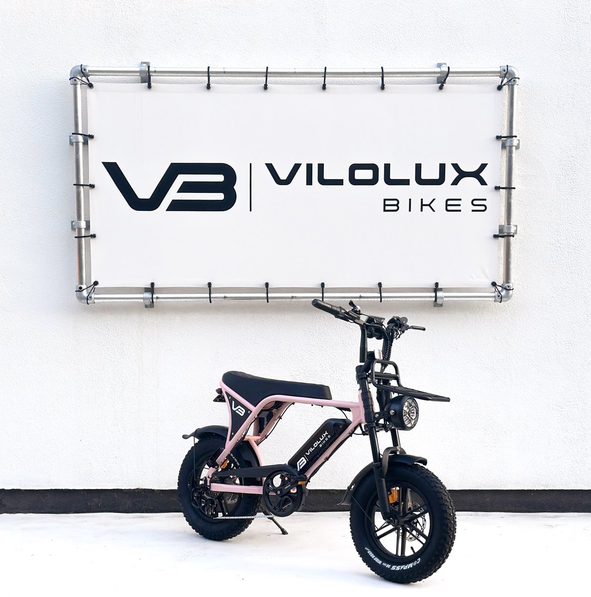 vilolux fatbike electrisch fatbike c80 mini voorrek 2025 model legaal rijklaar geleverd 16 inch niet opvoerbare fatbikes 2 jaar garantie hydraulische remmen alarm roze