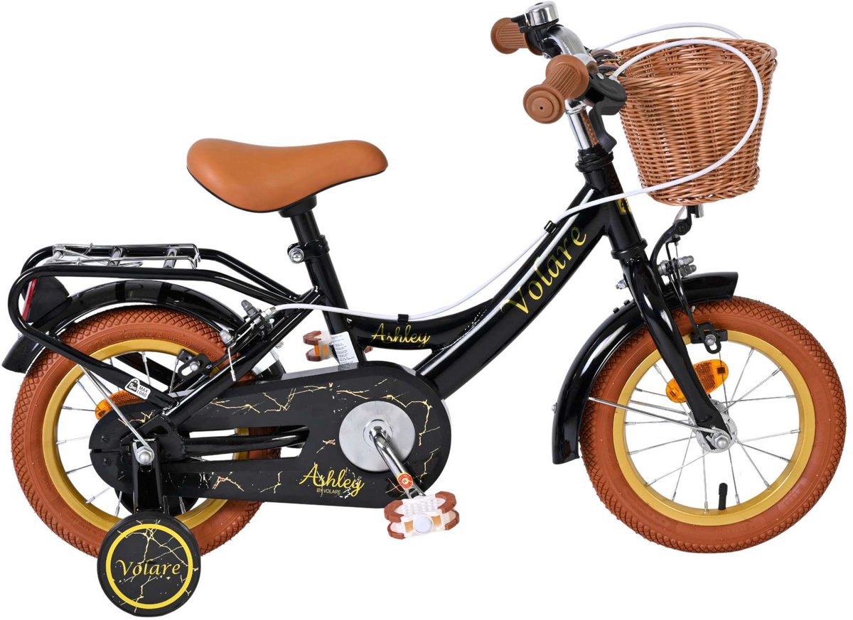 Volare Ashley Kinderfiets - Meisjes - 12 inch - Zwart - Twee handremmen Kinderfiets kopen online
