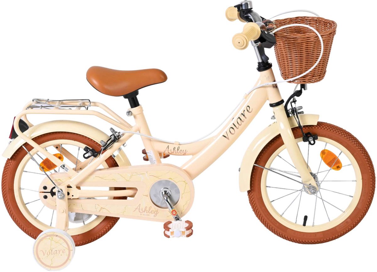 volare ashley kinderfiets meisjes 14 inch creme twee handremmen