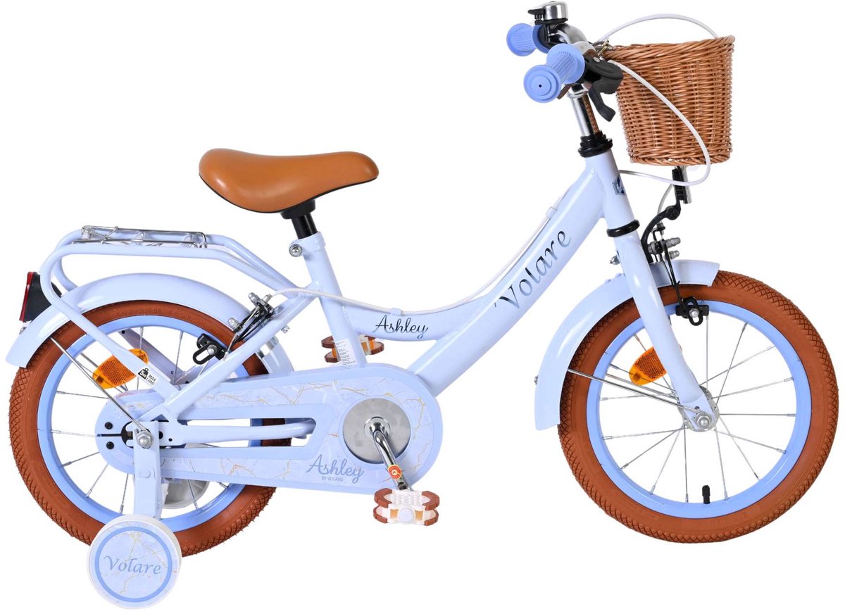 volare ashley kinderfiets meisjes 14 inch pastel blauw twee handremmen