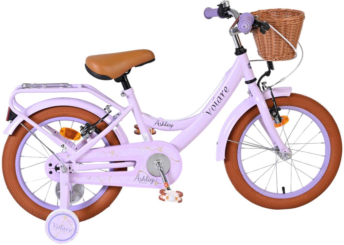 volare ashley kinderfiets meisjes 16 inch lila twee handremmen