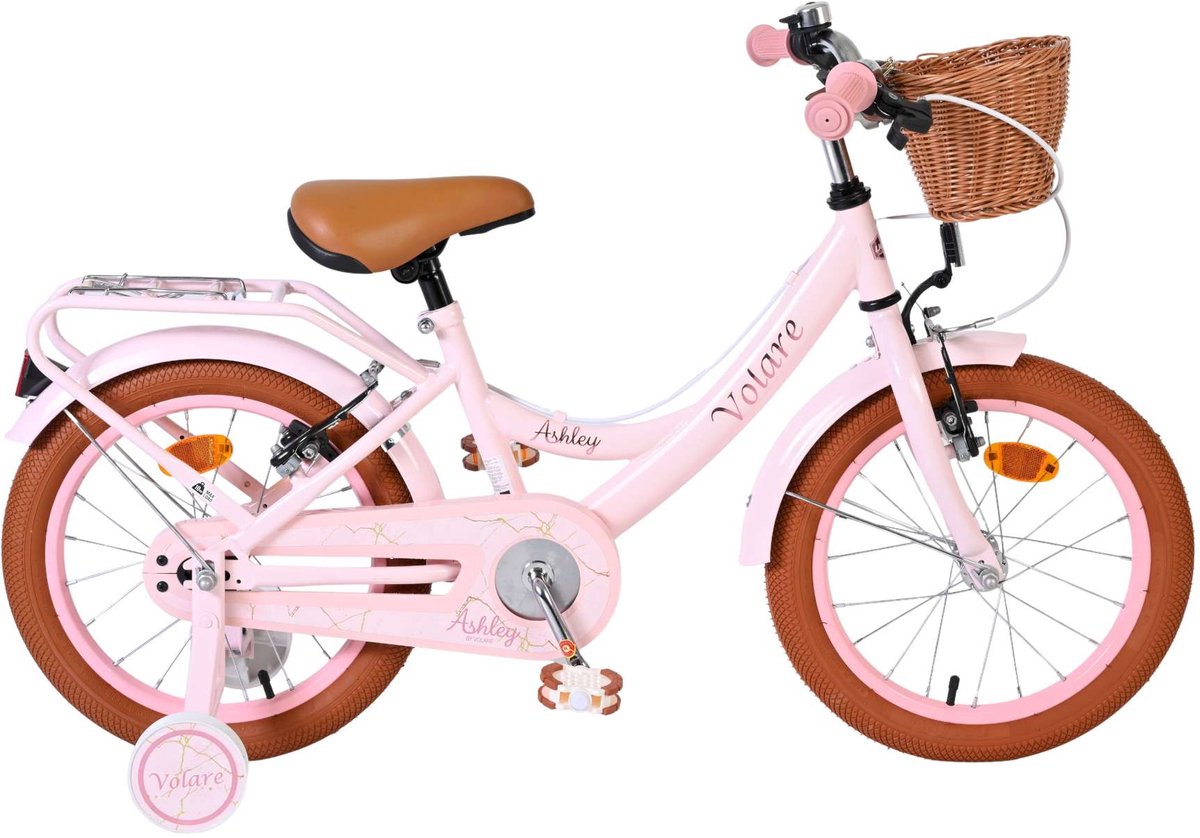 volare ashley kinderfiets meisjes 16 inch roze twee handremmen