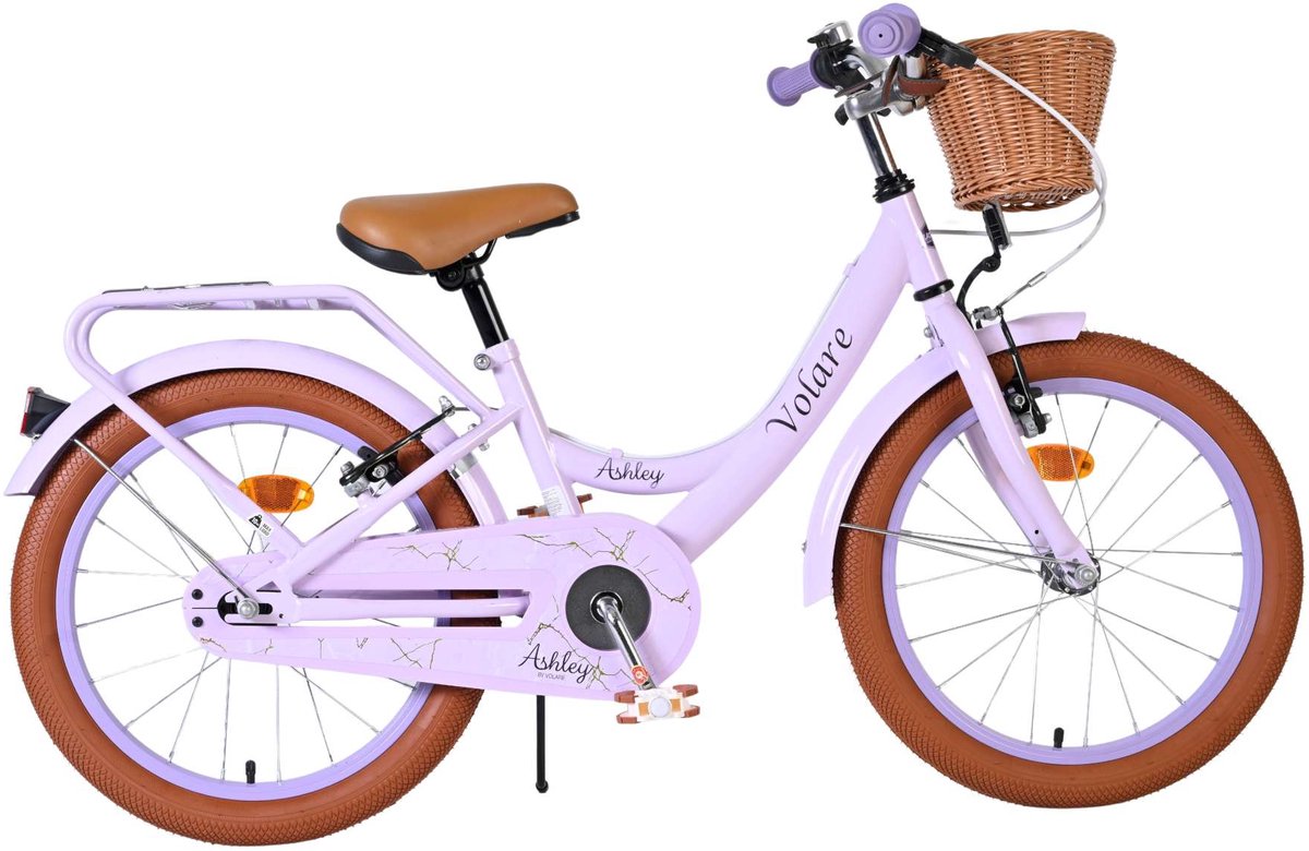 volare ashley kinderfiets meisjes 18 inch lila twee handremmen