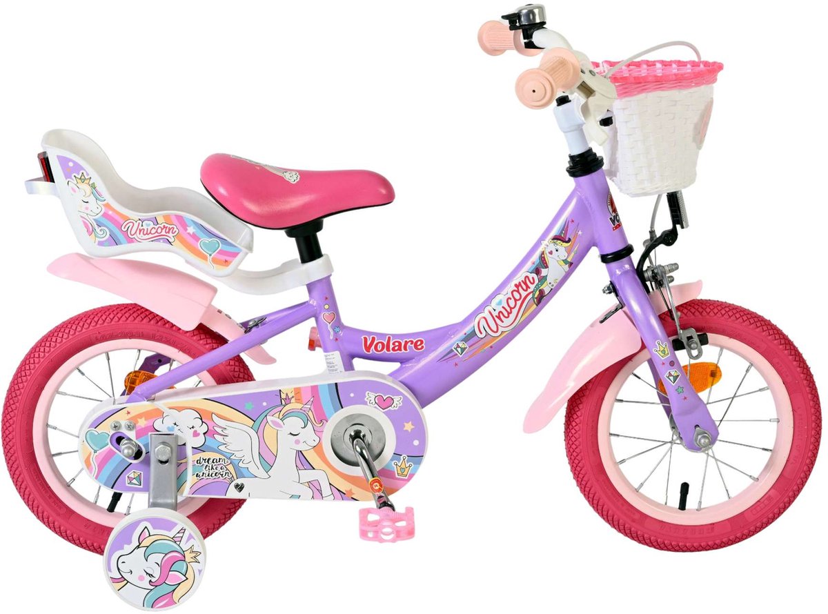 Volare Unicorn Kinderfiets - Meisjes - 12 inch - Paars Kinderfiets kopen online