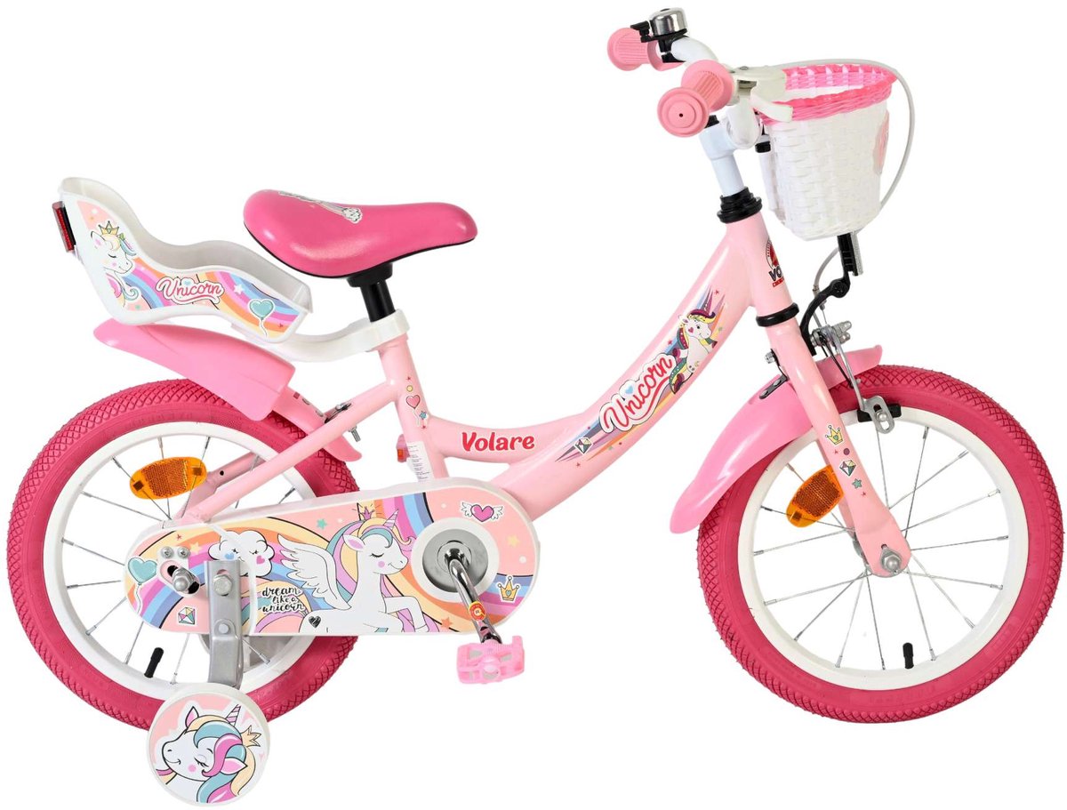 volare unicorn kinderfiets meisjes 14 inch roze