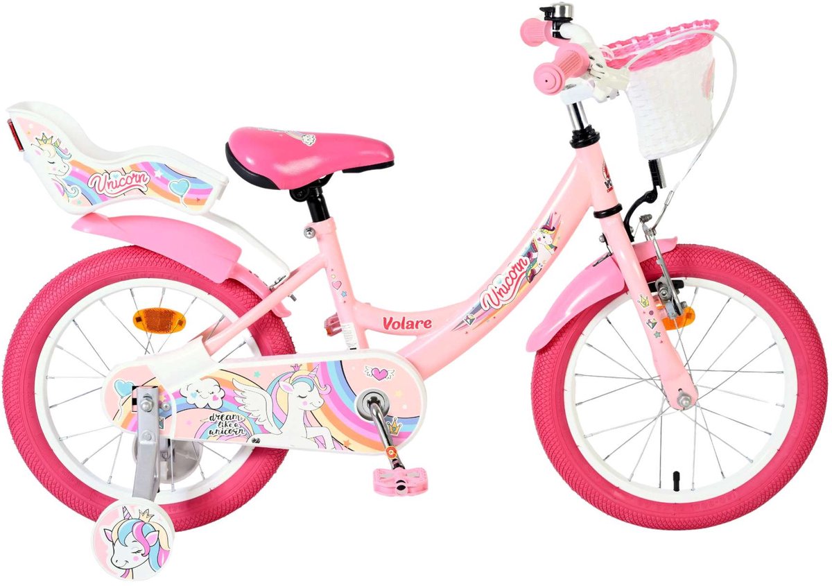 volare unicorn kinderfiets meisjes 16 inch roze